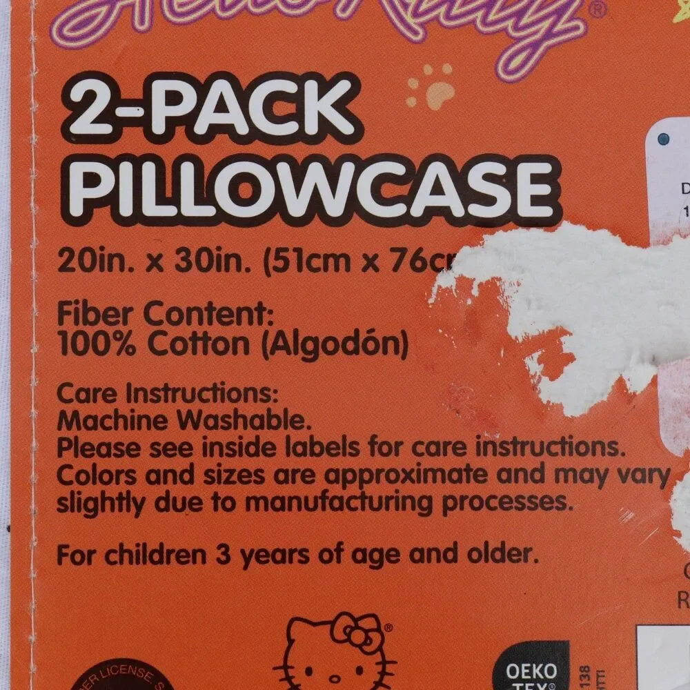 Hello Kitty Halloween Standard Pillowcases 2 Pack Pumpkin Bats